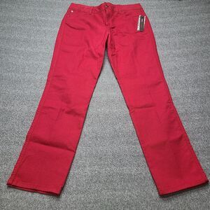 Dana Buchman Pants Womens 12 Red Allure Modern Chic Straight Stretch‎ Cotton New